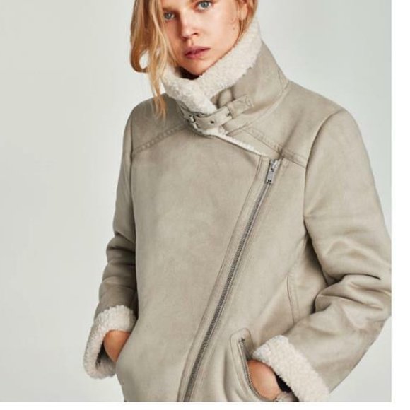 ❤️ NWT ZARA ICE FAUX FUR LEATHER BIKER JACKET - Picture 5 of 6